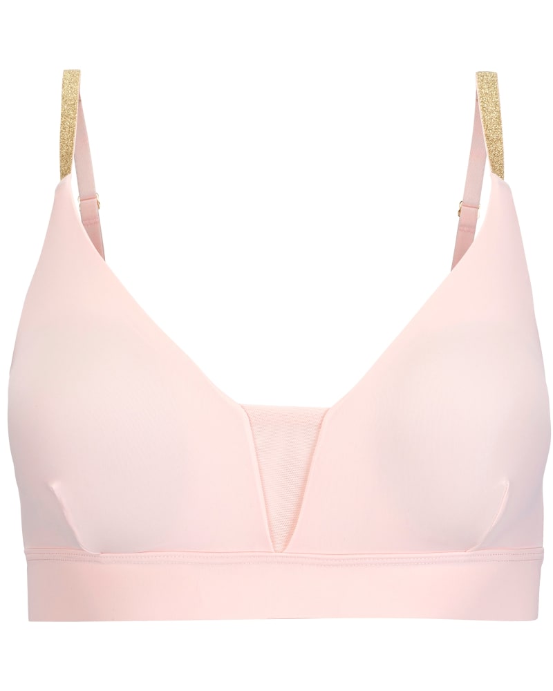 Front of a size Large Julie Soft Bra in Rose Quartz by Uwila Warrior. | dia_product_style_image_id:242264